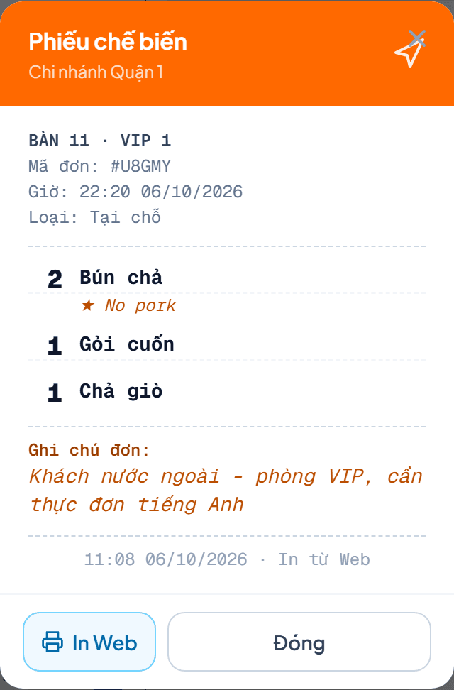 Phiếu bếp in nhiệt